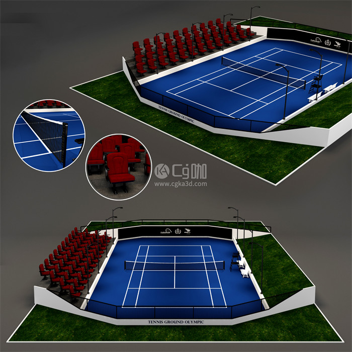 CG咖-网球场模型网球赛场模型