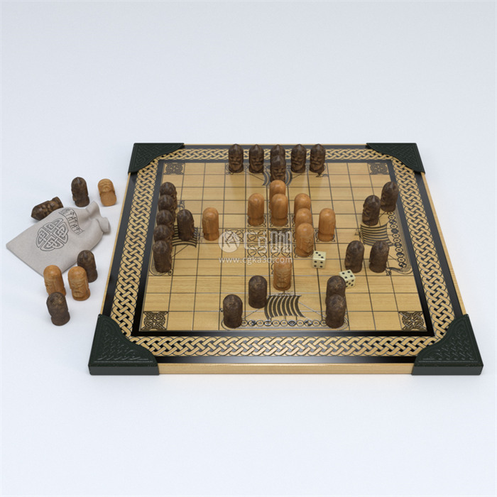 CG咖-纳维亚棋盘游戏模型棋盘桌模型古老国际象棋模型棋盘格模型
