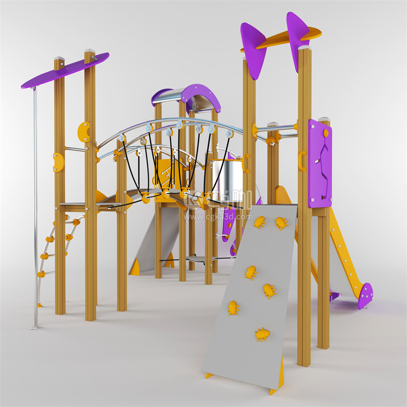 CG咖-儿童游乐场设备模型儿童滑梯模型儿童攀爬设备模型