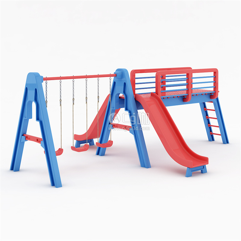 CG咖-儿童游乐场设备模型儿童滑梯模型儿童秋千模型
