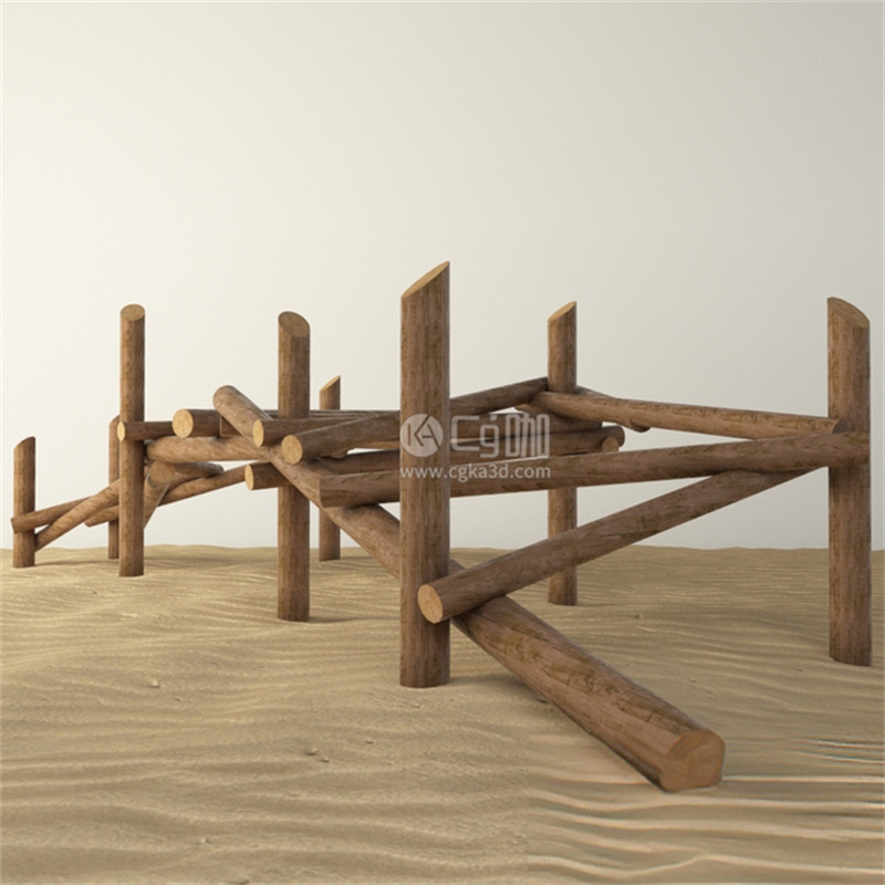 CG咖-木头模型木头桥模型