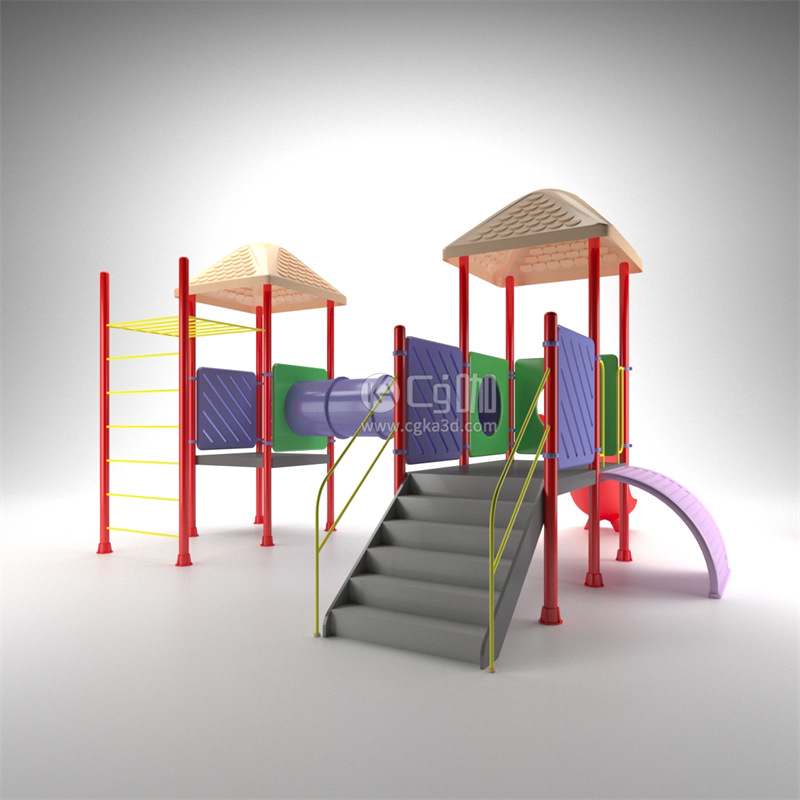 CG咖-儿童游乐设备模型儿童游戏组合设备模型