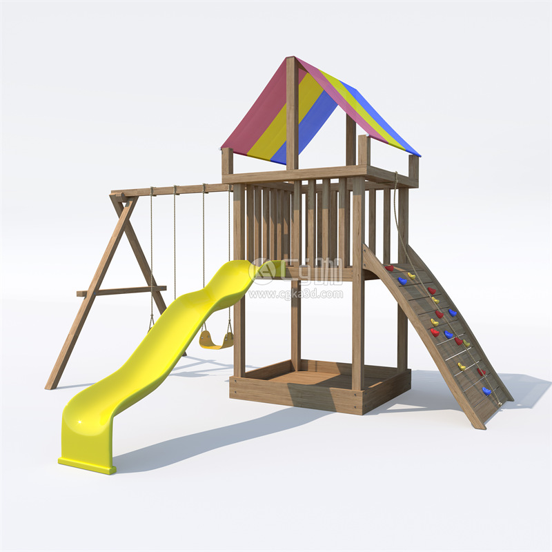 CG咖-儿童游乐设备模型儿童滑梯模型儿童秋千模型