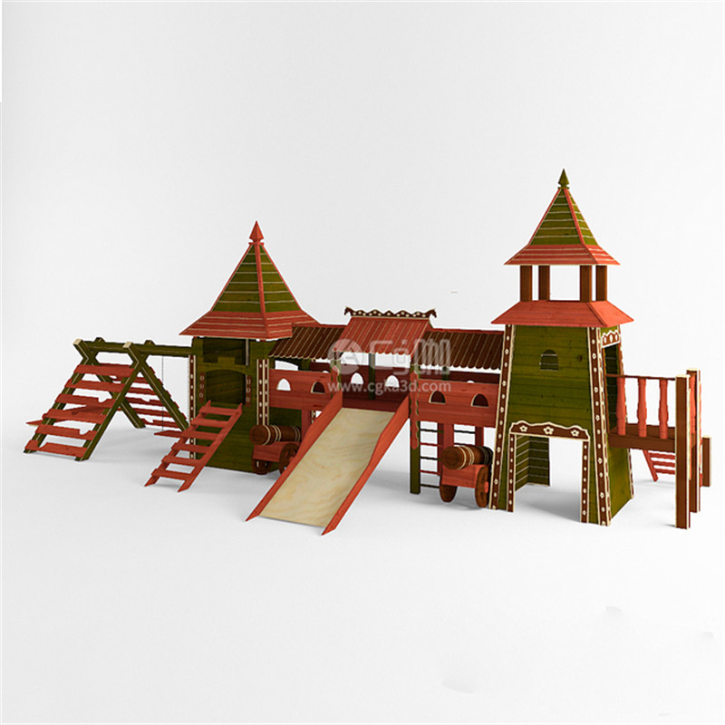 CG咖-儿童游乐场设备模型儿童滑梯模型儿童游戏综合设备模型