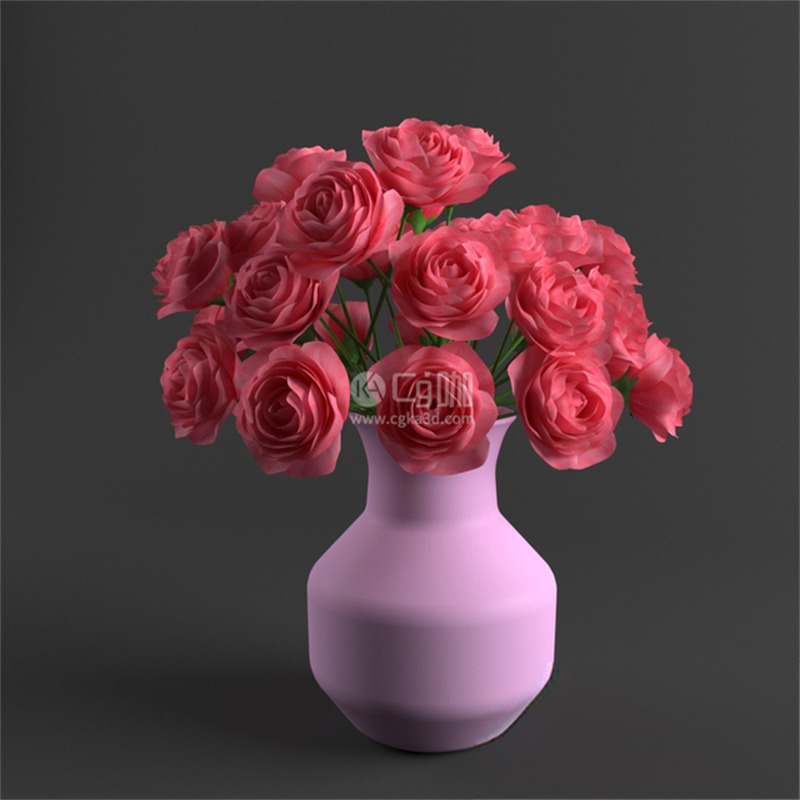 CG咖-鲜花模型花卉模型玫瑰模型花瓶模型