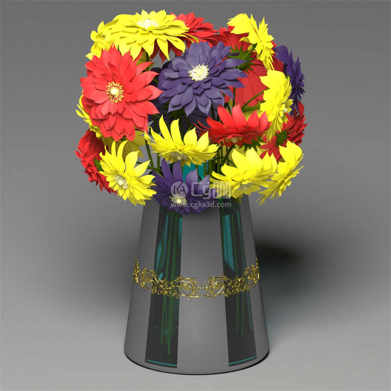 CG咖-鲜花模型花卉模型花瓶模型菊花模型