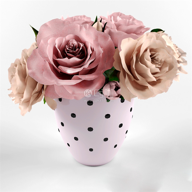 CG咖-鲜花模型花卉模型玫瑰花模型粉玫瑰模型