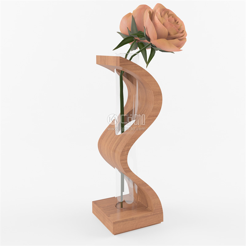 CG咖-鲜花模型花卉模型花瓶模型粉色玫瑰模型