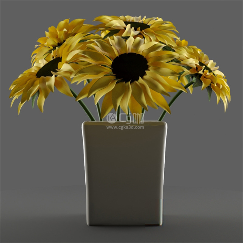CG咖-向日葵模型鲜花模型花卉模型花盆模型