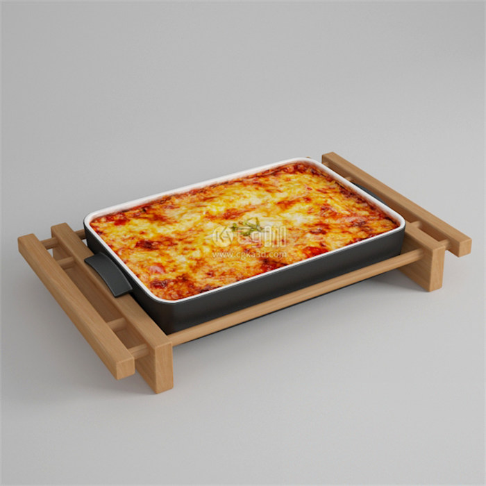 CG咖-千层面模型木架模型烤瓷盘模型