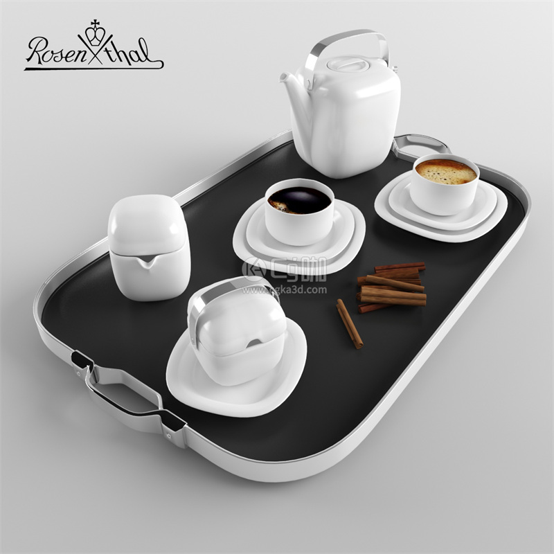 CG咖-咖啡模型茶壶模型糖罐模型桂皮模型餐盘模型碟子模型