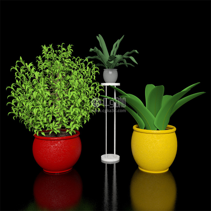 CG咖-落地盆栽模型绿植模型花盆模型