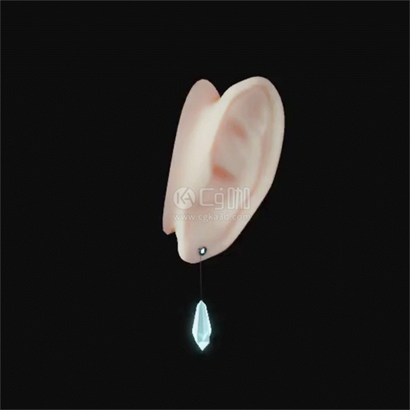 Blender工程-带耳环的耳朵模型耳环模型