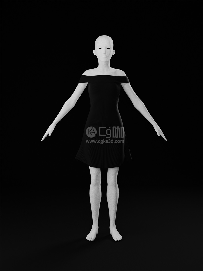 Blender工程-假人模型假人模特模型露肩连衣裙模型露肩裙模型