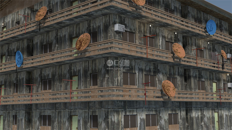 Blender工程-建筑模型废弃房屋模型废弃建筑模型贫民区公寓模型