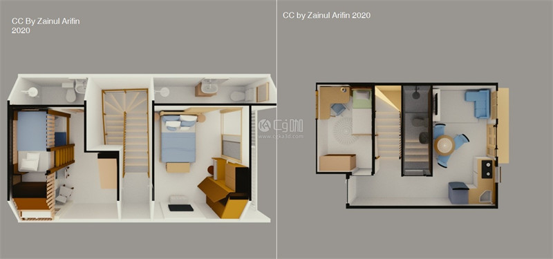 Blender工程-家具齐全的房子模型房屋模型