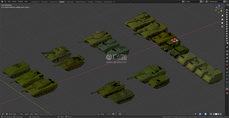 Blender工程-坦克模型救护车模型战车模型装甲车模型
