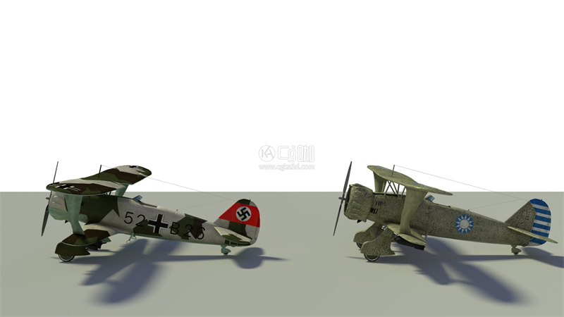 Blender工程-单座双翼俯冲轰炸机模型近距支援攻击机模型