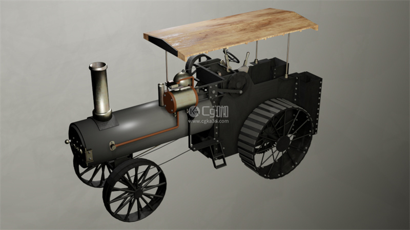 Blender工程-复古蒸汽车模型老式蒸汽拖拉机模型
