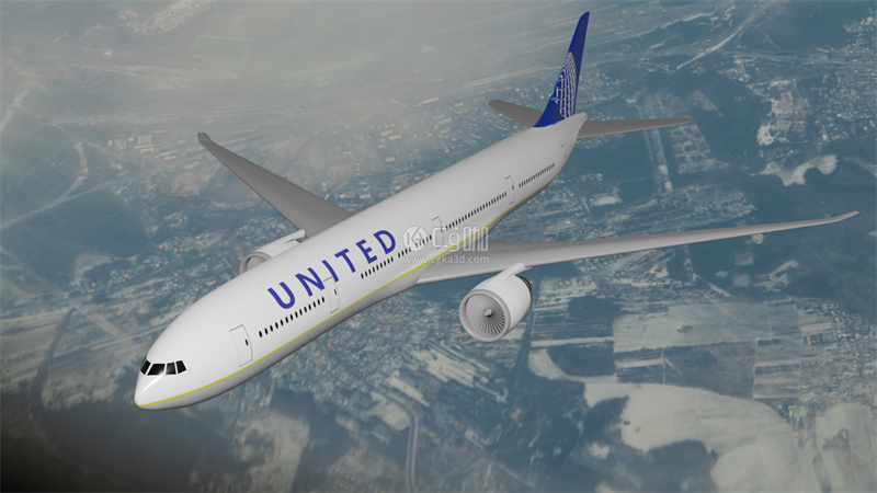Blender工程-飞机模型客机模型波音 777模型