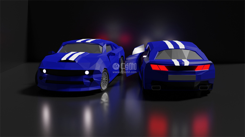 Blender工程-低聚雪佛兰模型低聚汽车模型低聚轿车模型