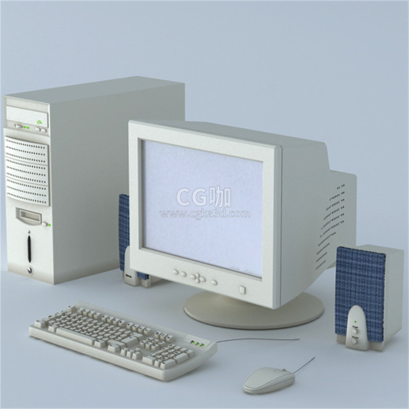 CG咖-旧电脑模型老式电脑模型旧键盘模型旧鼠标模型旧主机模型