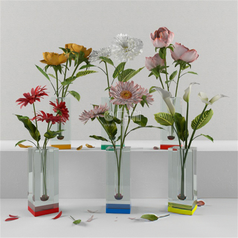 CG咖-非洲菊模型鲜花模型马蹄莲模型花瓶模型