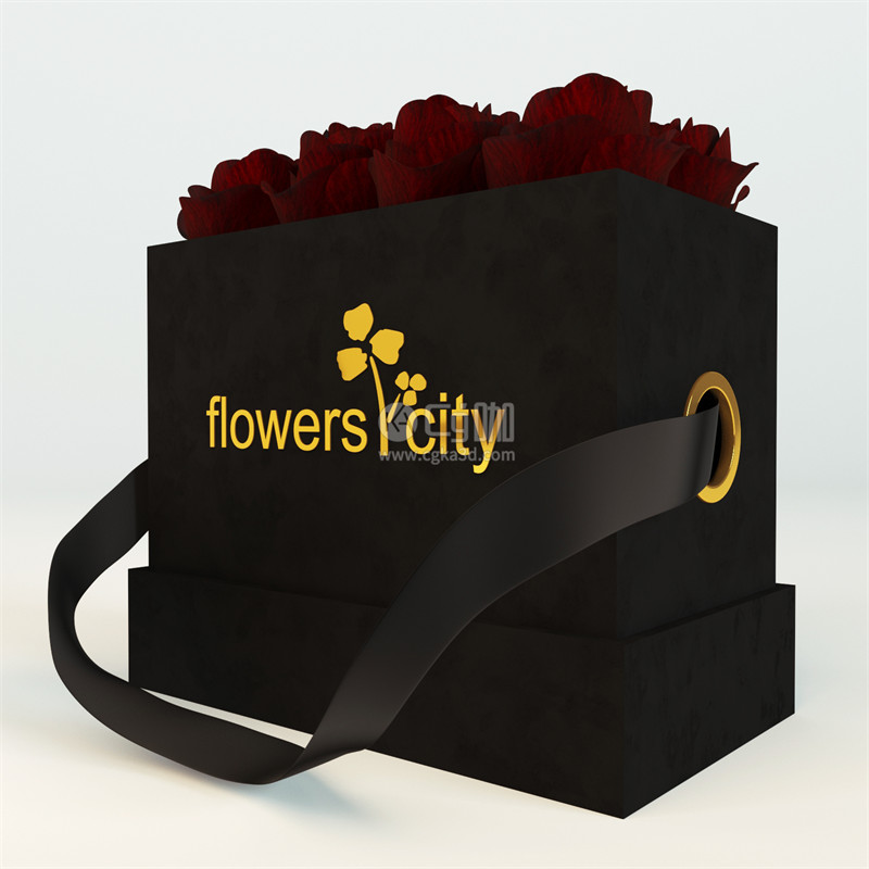 CG咖-鲜花模型花卉模型袋子里的玫瑰花模型