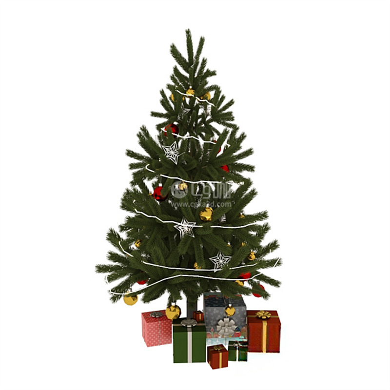 CG咖-圣诞树模型装饰圣诞树模型
