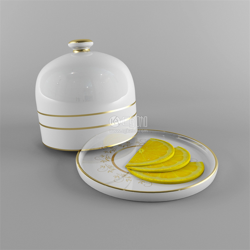 CG咖-柠檬盘模型餐具模型