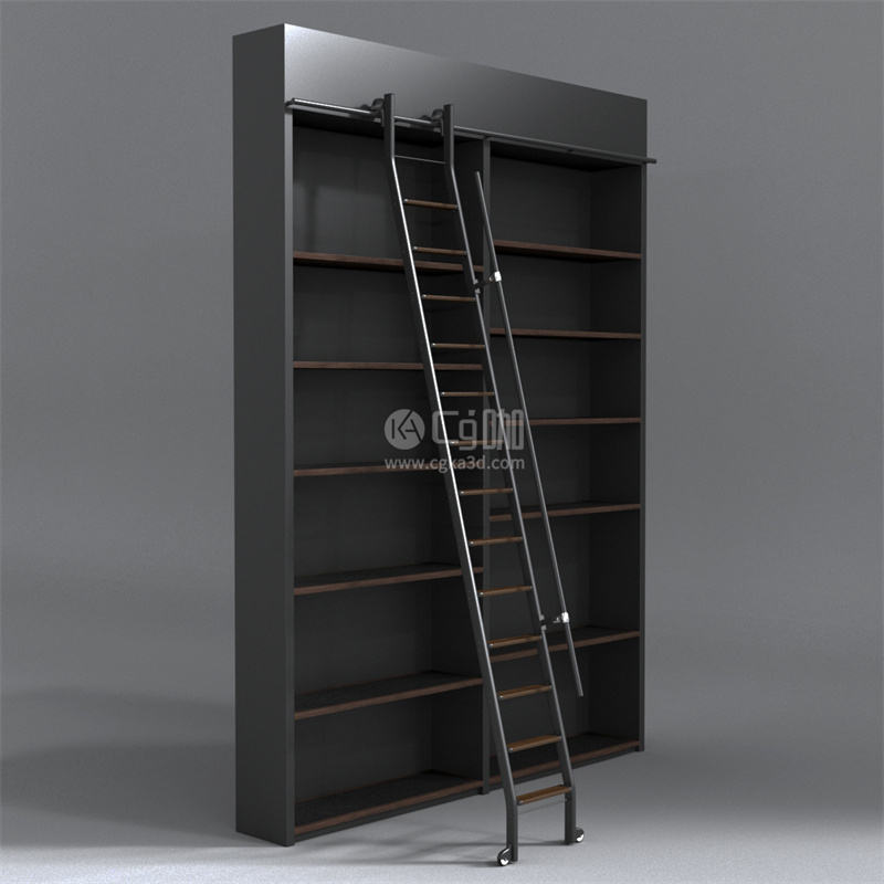 CG咖-书架模型文件柜模型梯子模型书柜模型