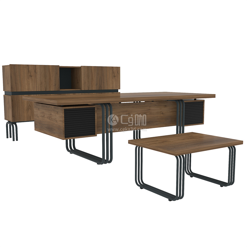 CG咖-办公桌模型咖啡桌模型办公家具模型橱柜模型