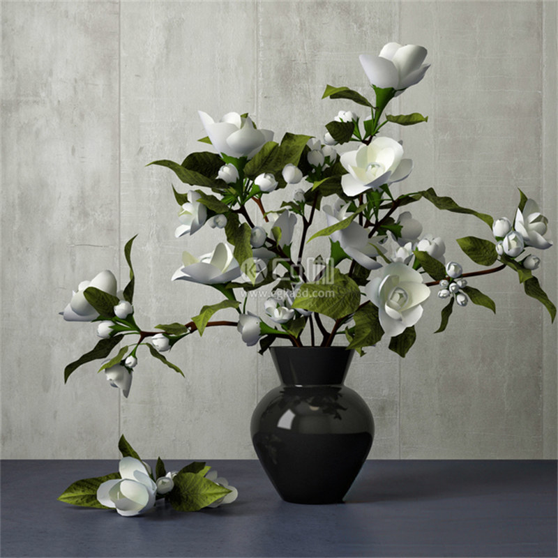 CG咖-花卉模型鲜花模型花瓶模型白花模型
