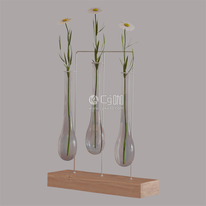CG咖-雏菊模型花瓶模型鲜花模型花卉模型花瓶架模型