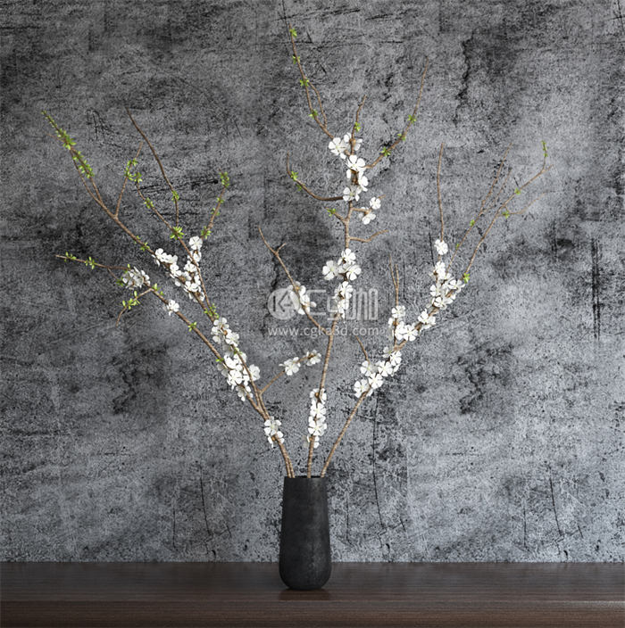 CG咖-鲜花模型花卉模型花瓶模型小白花模型花树枝模型