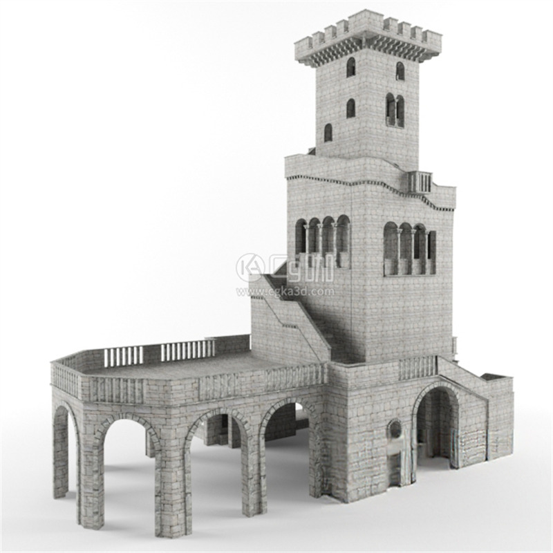 CG咖-景观建筑模型石塔模型