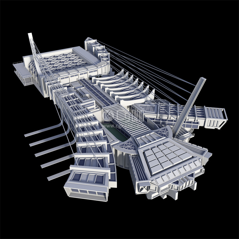 CG咖-概念建筑模型博物馆模型标志建筑模型