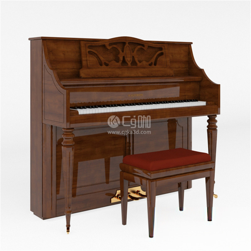 CG咖-乐器模型三角钢琴模型琴凳模型