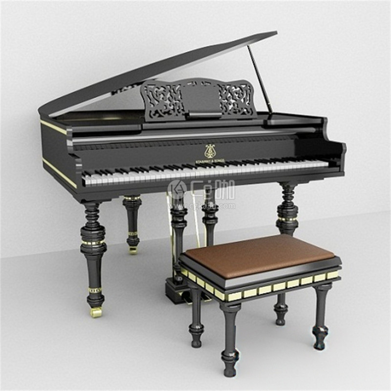 CG咖-乐器模型钢琴模型钢琴凳模型