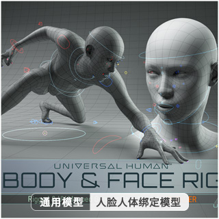 3D模型-人脸人体绑定模型Universal Human脸部绑定套装模型+教程