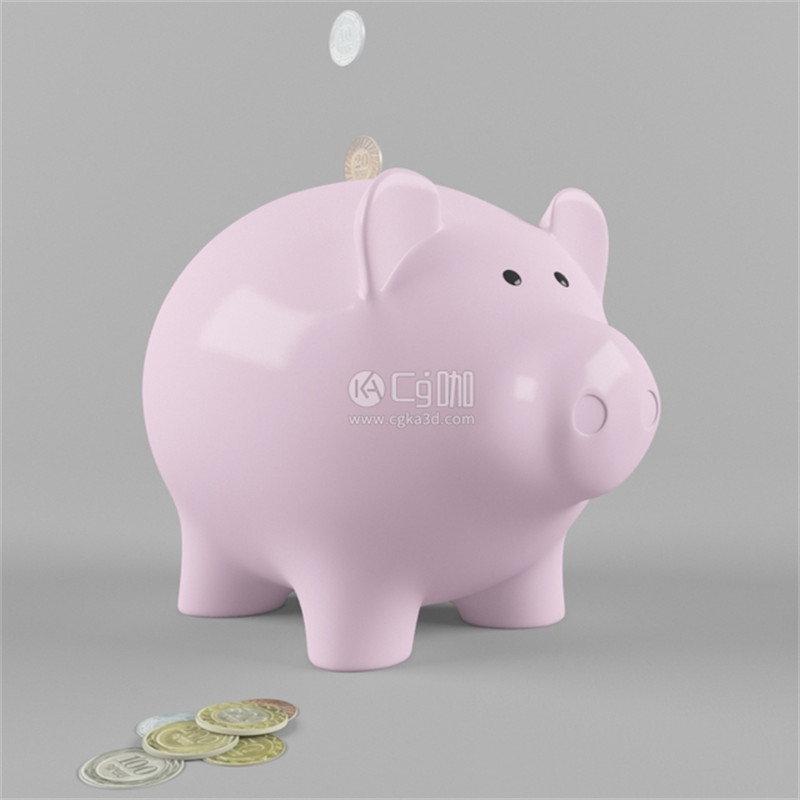 CG咖-粉色小猪模型小猪模型存钱罐模型
