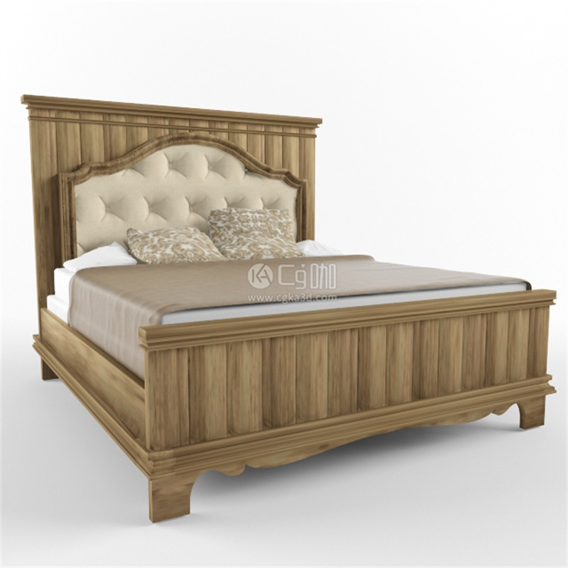 CG咖-床模型双人床模型枕头模型家具模型