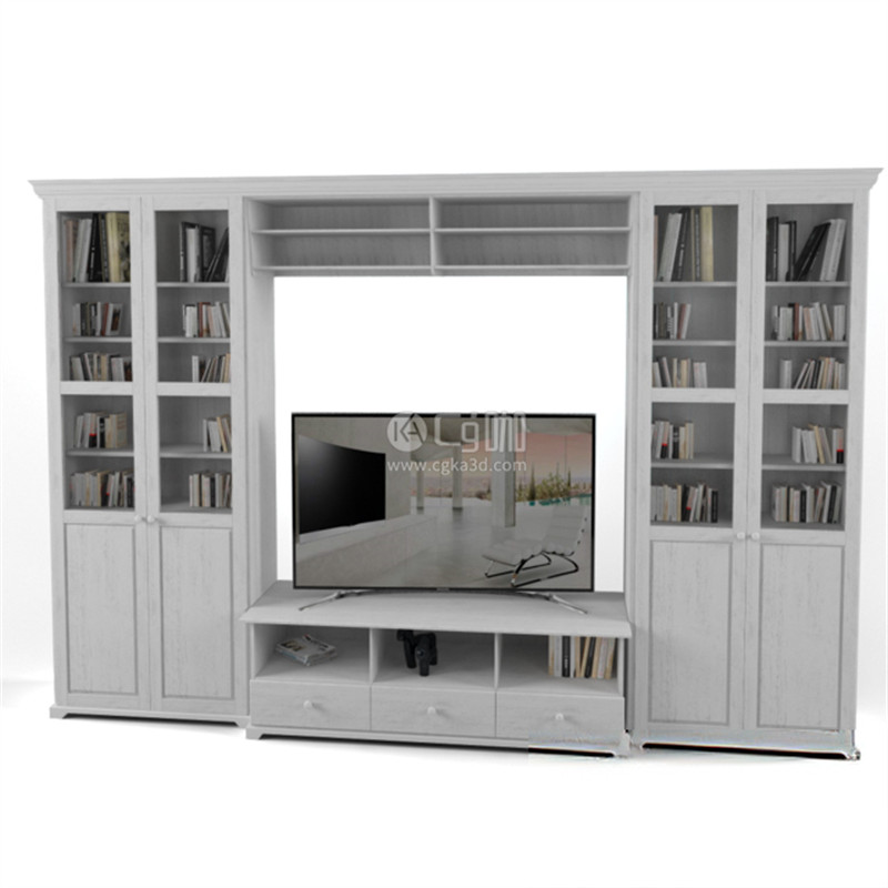 CG咖-柜子模型书书本模型电视机模型抽屉柜子模型家具模型