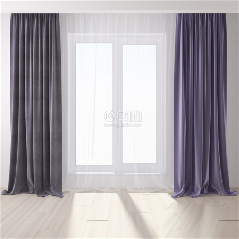 CG咖-窗帘模型紫罗兰窗帘模型