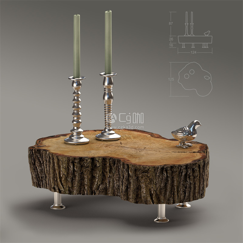 CG咖-创意桌子模型蜡烛模型桌子模型家具模型