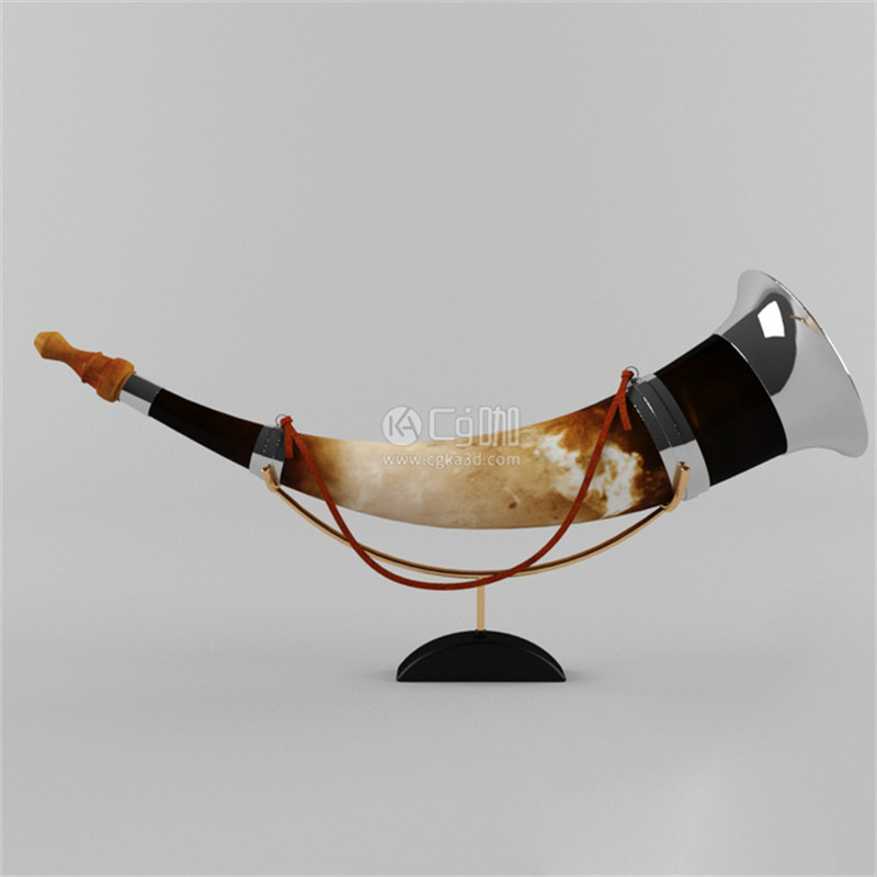 CG咖-牛角喇叭模型乐器模型古董号角模型