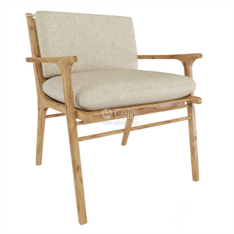 CG咖-扶手椅模型椅子模型单人椅模型木质椅子模型