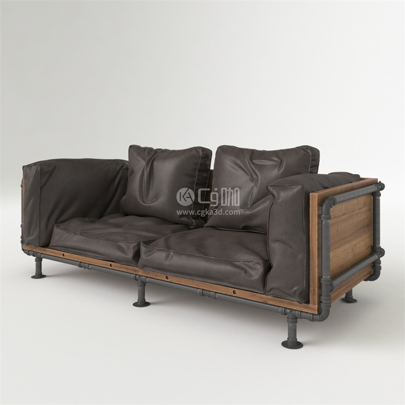 CG咖-双人沙发模型沙发模型真皮沙发模型