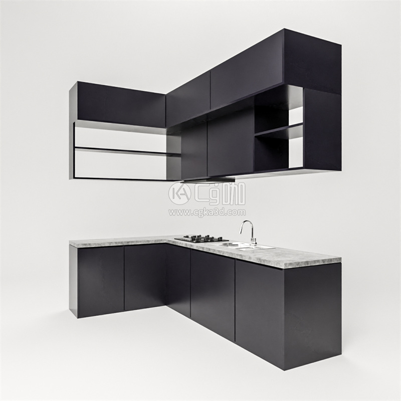 Blender工程-橱柜模型洗菜台模型灶台模型