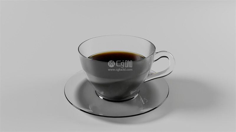 Blender工程-咖啡杯模型茶杯模型玻璃水杯模型托盘模型